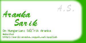 aranka sarik business card